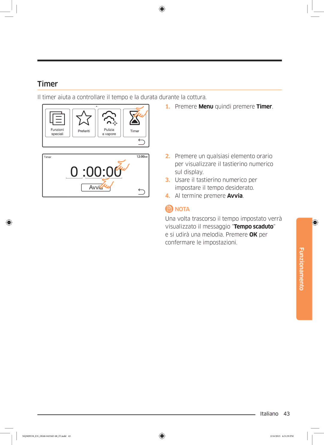 Samsung NQ50J9530BS/ET manual 0000, Timer 