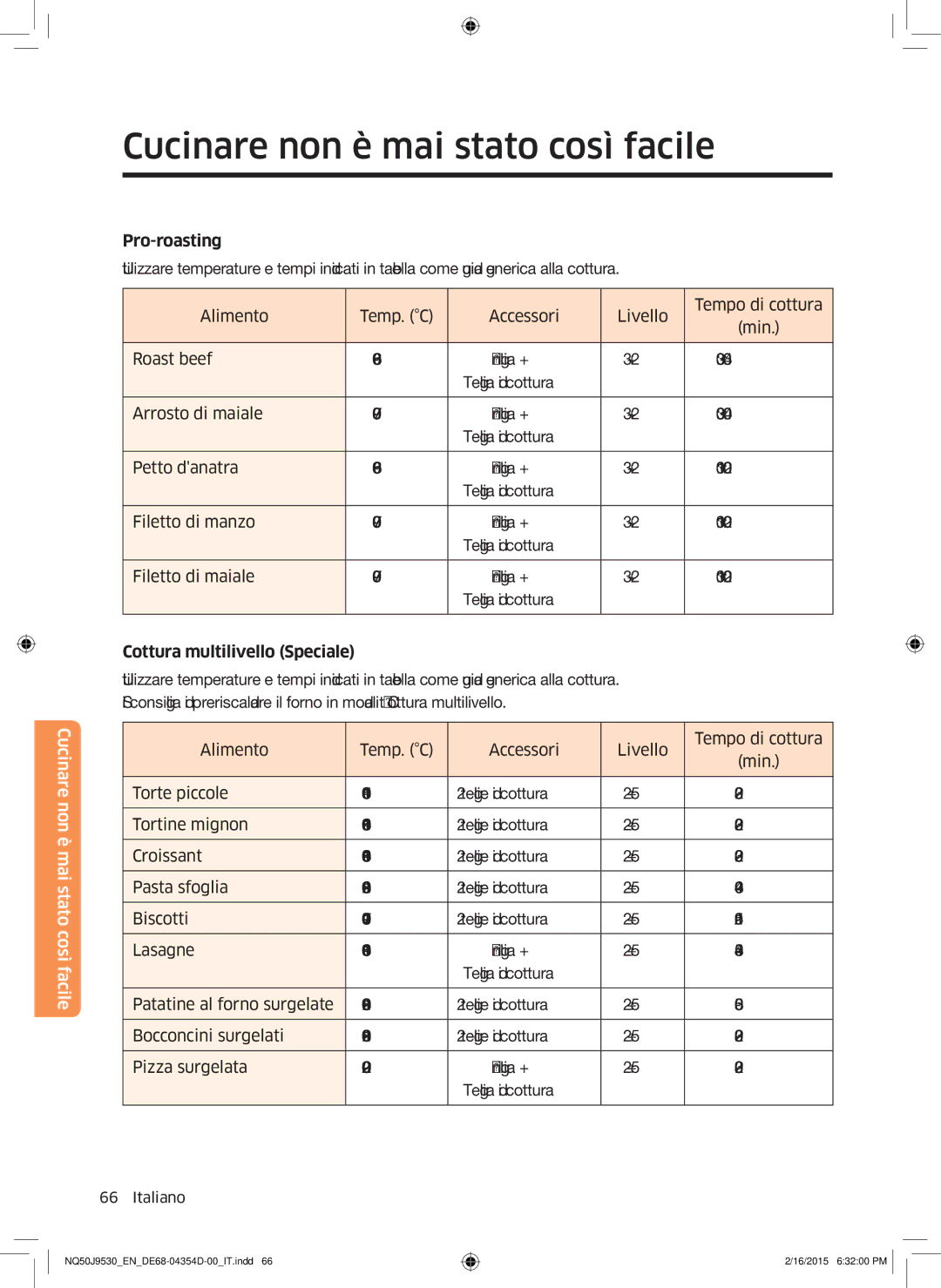 Samsung NQ50J9530BS/ET manual Pro-roasting, Cottura multilivello Speciale 