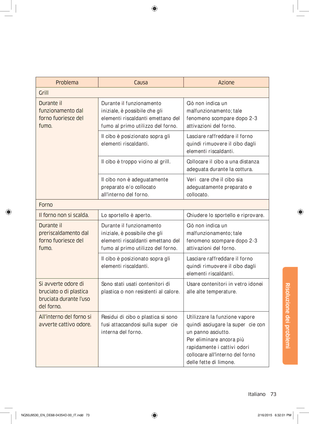 Samsung NQ50J9530BS/ET manual Risoluzione dei problemi 