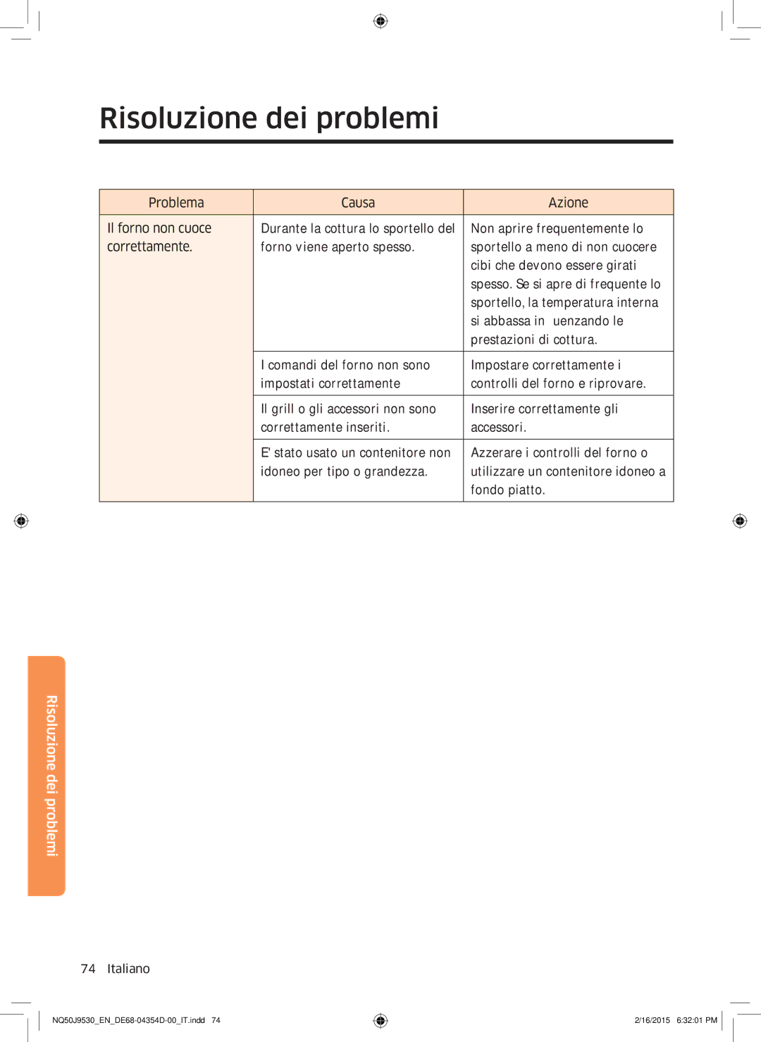 Samsung NQ50J9530BS/ET manual Risoluzione dei problemi 