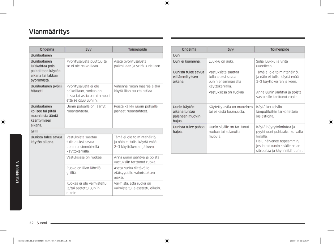 Samsung NQ50K3130BS/EE manual Vianmääritys 