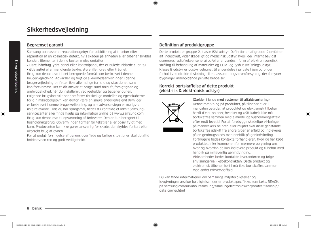 Samsung NQ50K3130BS/EE manual Begrænset garanti, Definition af produktgruppe 