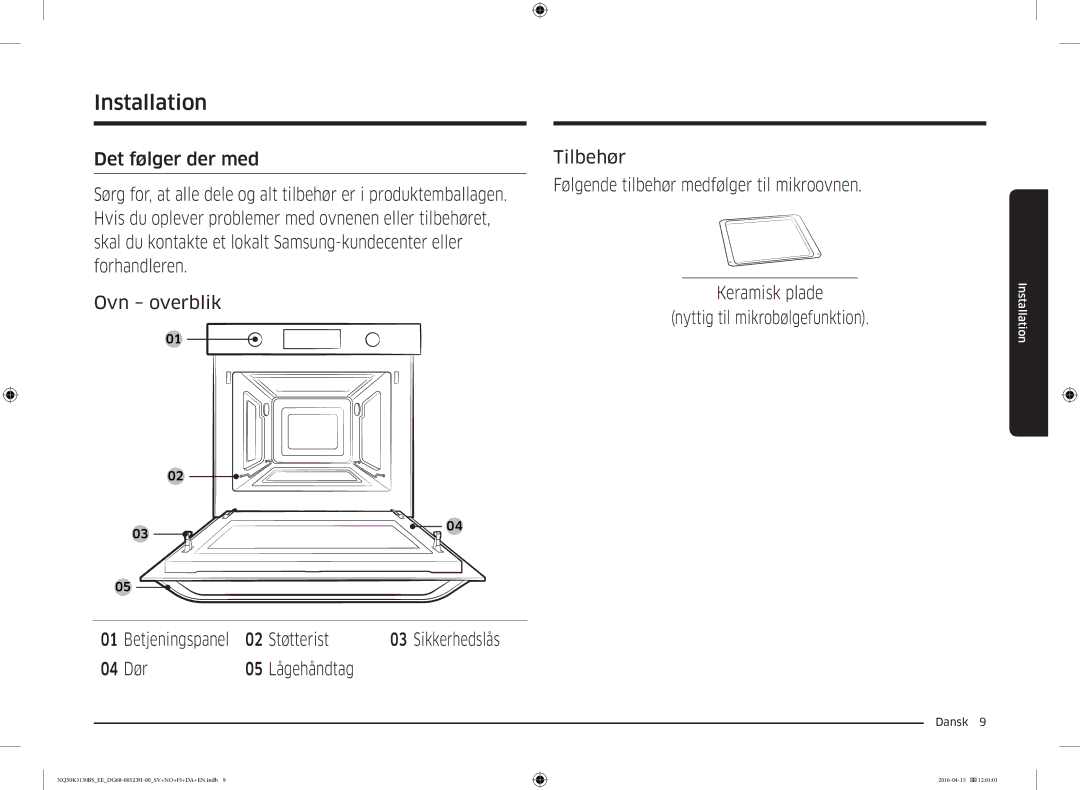 Samsung NQ50K3130BS/EE manual Installation, Sikkerhedslås 