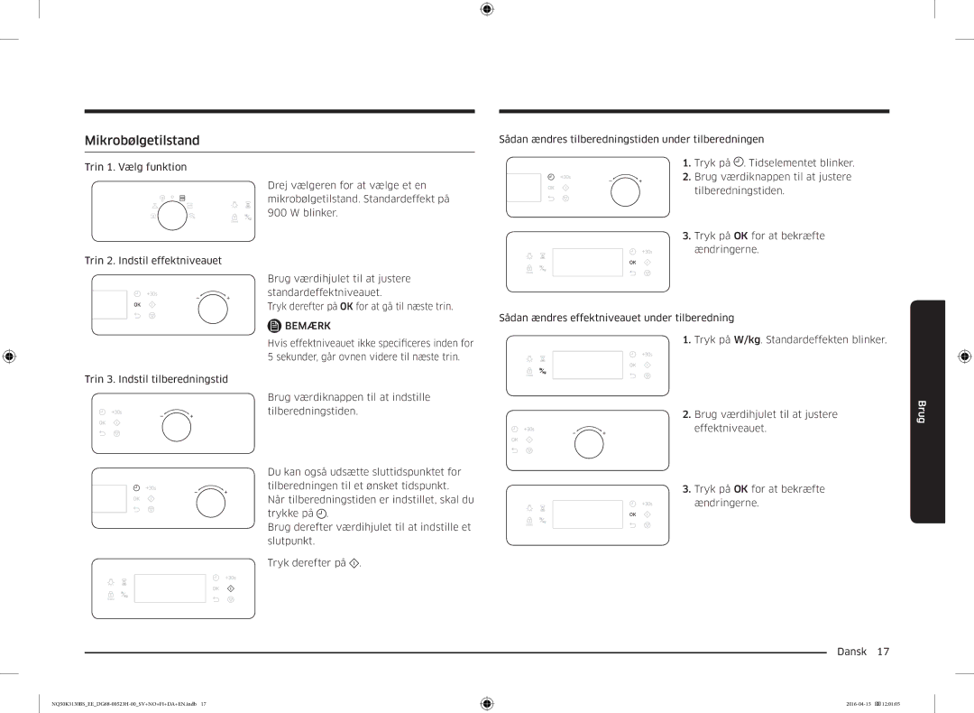 Samsung NQ50K3130BS/EE manual Mikrobølgetilstand, Bemærk 