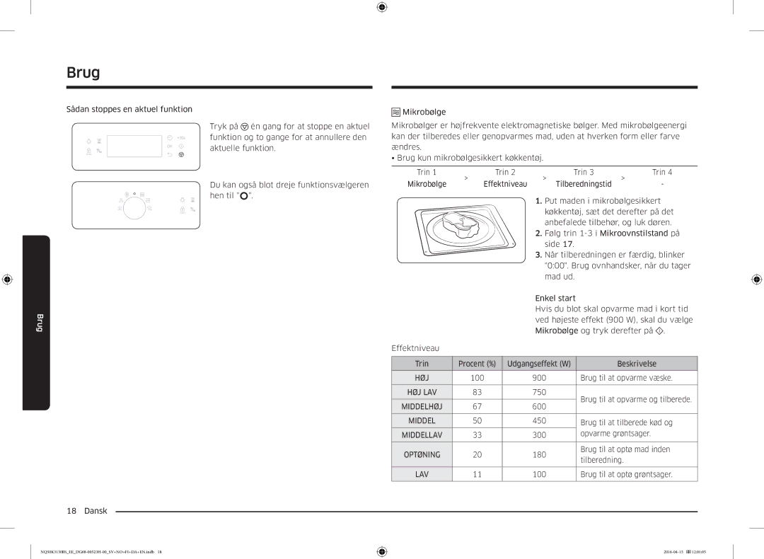 Samsung NQ50K3130BS/EE manual Brug, Middelhøj 