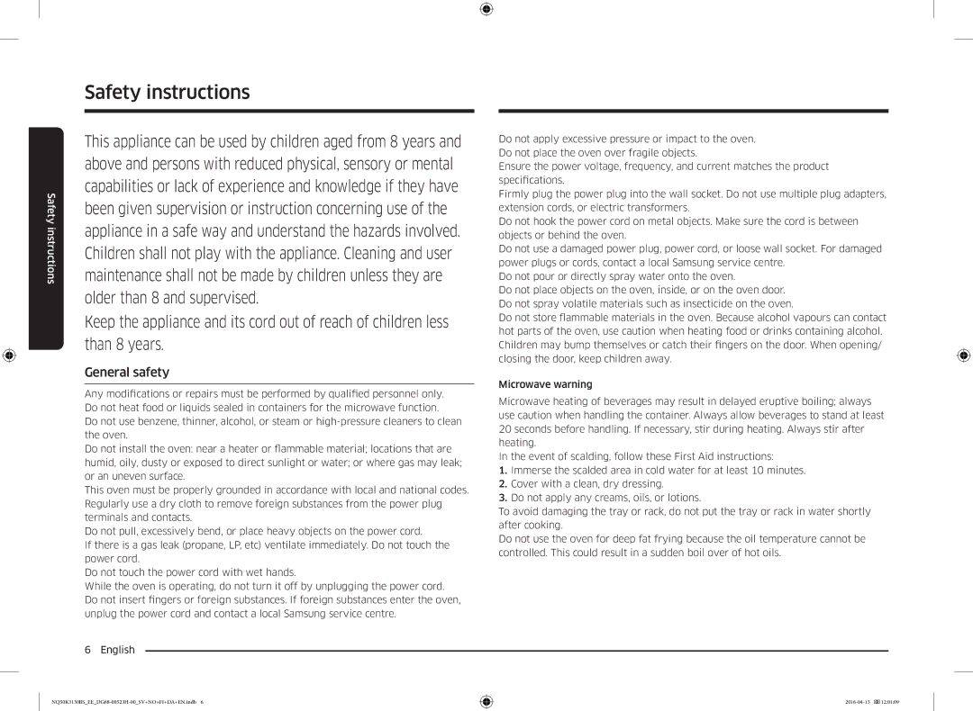 Samsung NQ50K3130BS/EE manual General safety 