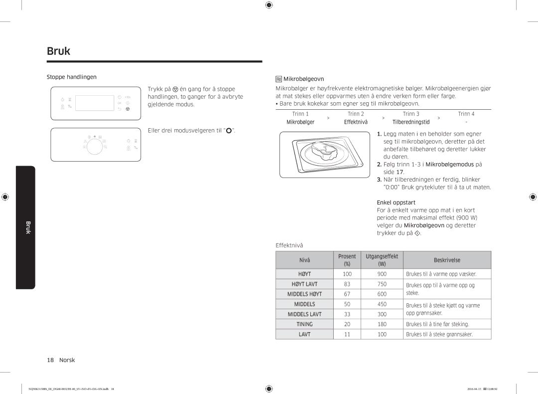 Samsung NQ50K3130BS/EE manual Mikrobølger 