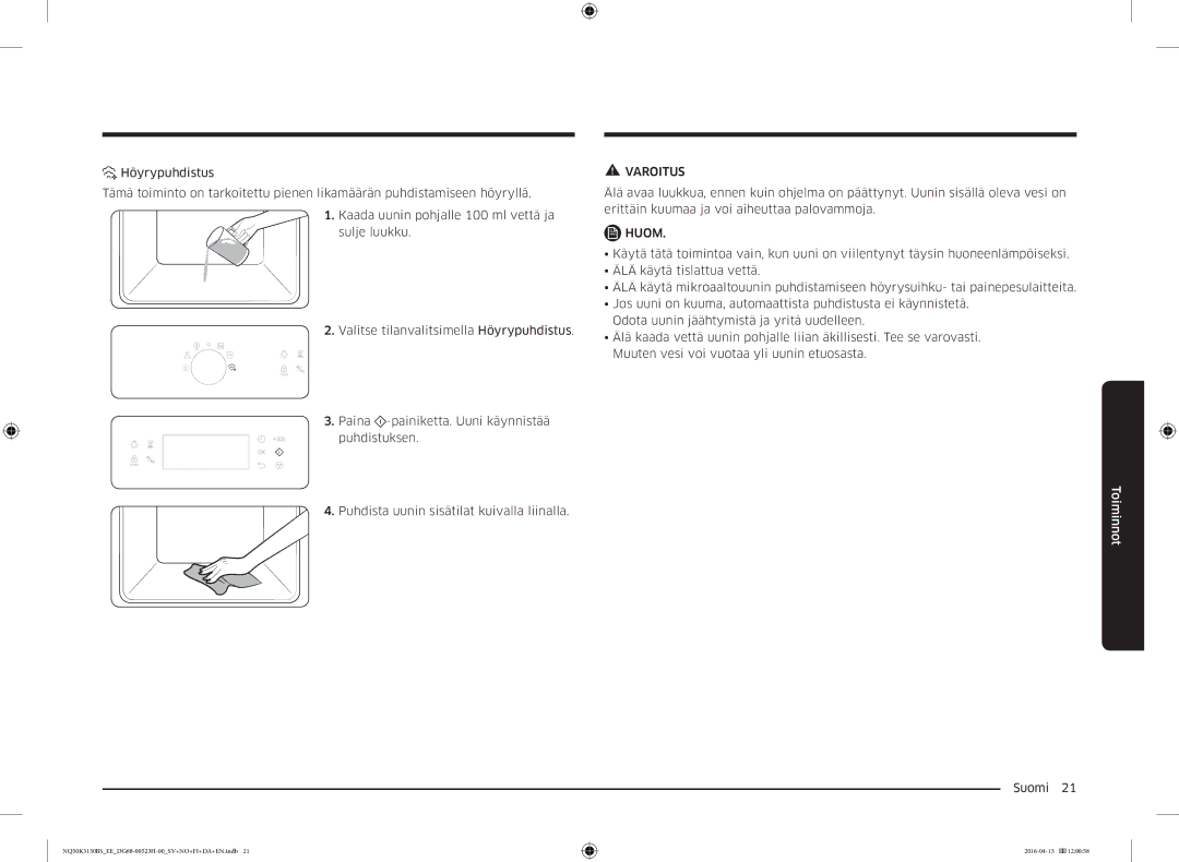 Samsung NQ50K3130BS/EE manual Varoitus 