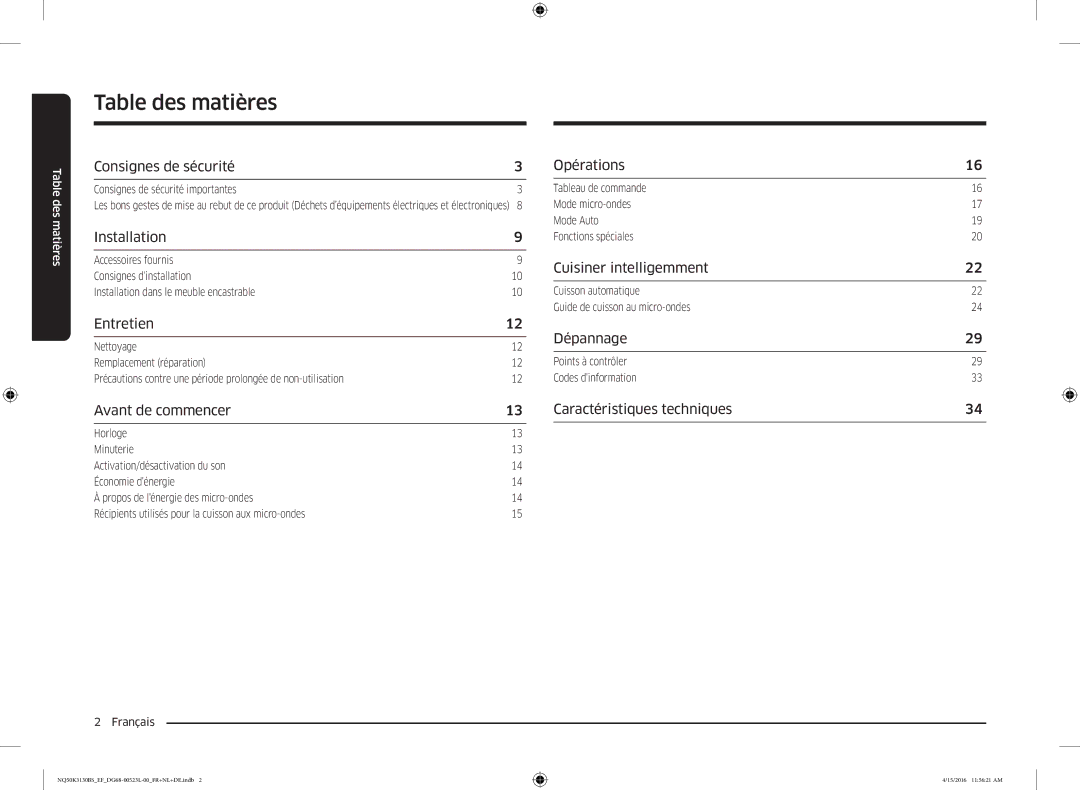 Samsung NQ50K3130BS/EG, NQ50K3130BS/EF manual Table des matières 