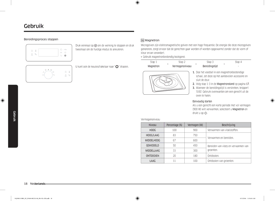 Samsung NQ50K3130BS/EG Bereidingsproces stoppen, Doe het voedsel in een magnetronbestendige, Sluit de deur, Oven te halen 