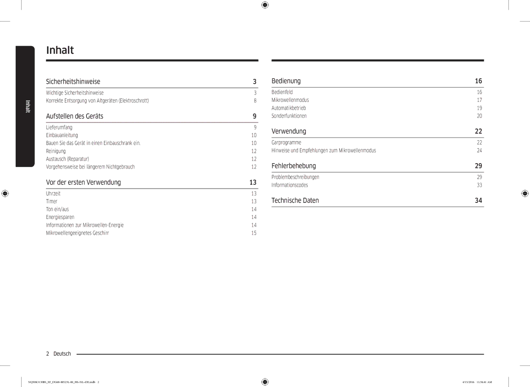 Samsung NQ50K3130BS/EG, NQ50K3130BS/EF manual Inhalt 