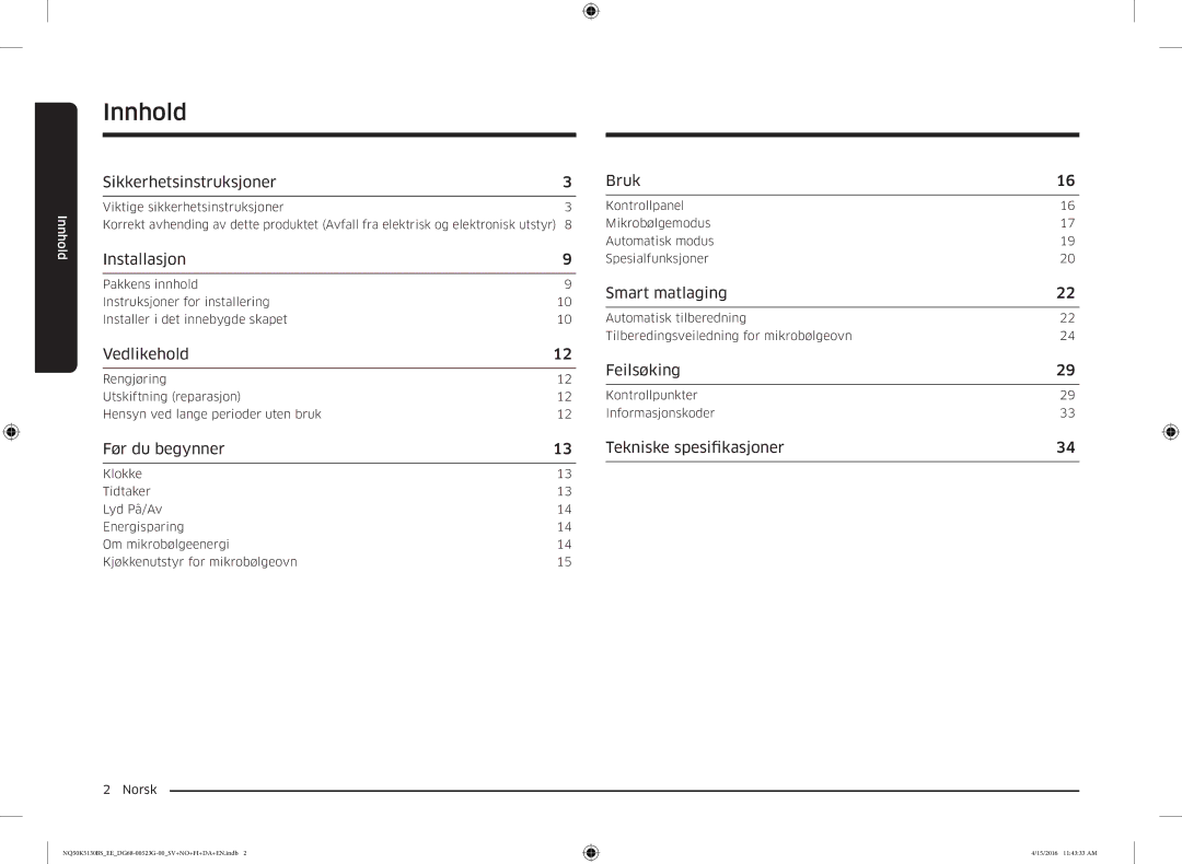 Samsung NQ50K5130BS/EE manual Innhold 