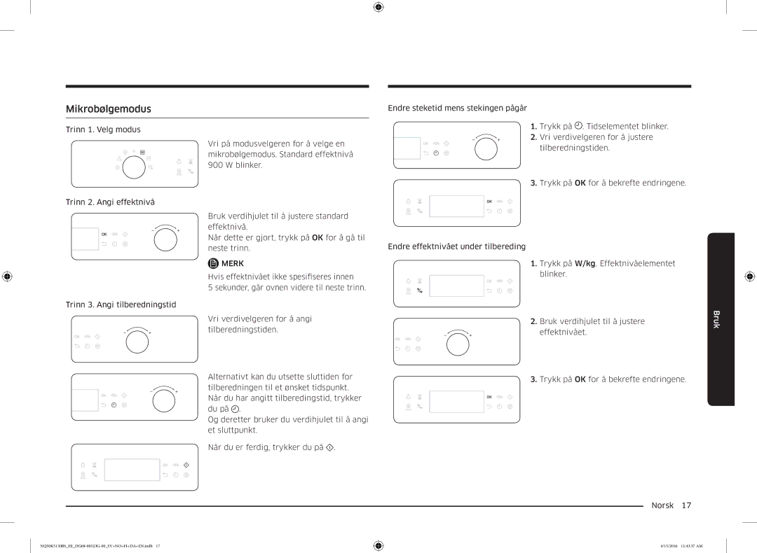 Samsung NQ50K5130BS/EE manual Mikrobølgemodus, Merk 