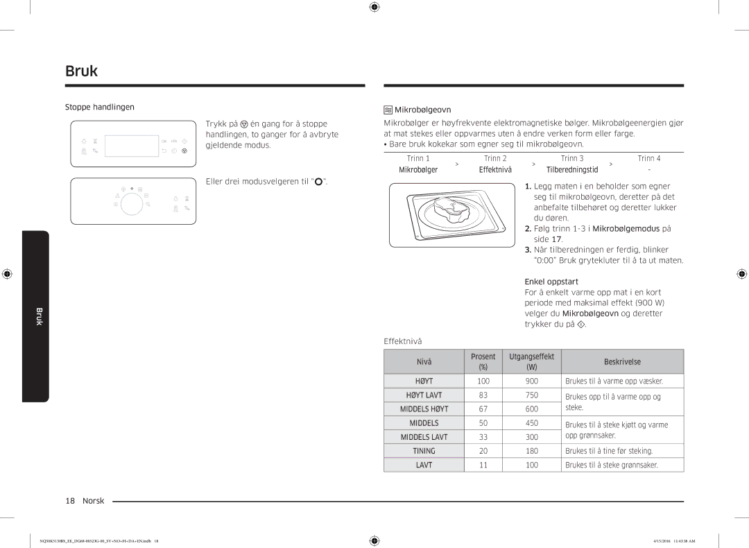 Samsung NQ50K5130BS/EE manual Mikrobølger 