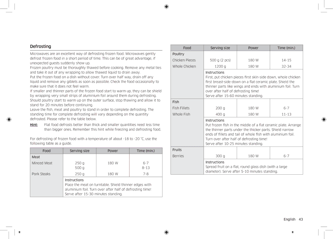 Samsung NQ50K5130BS/EF manual Defrosting 