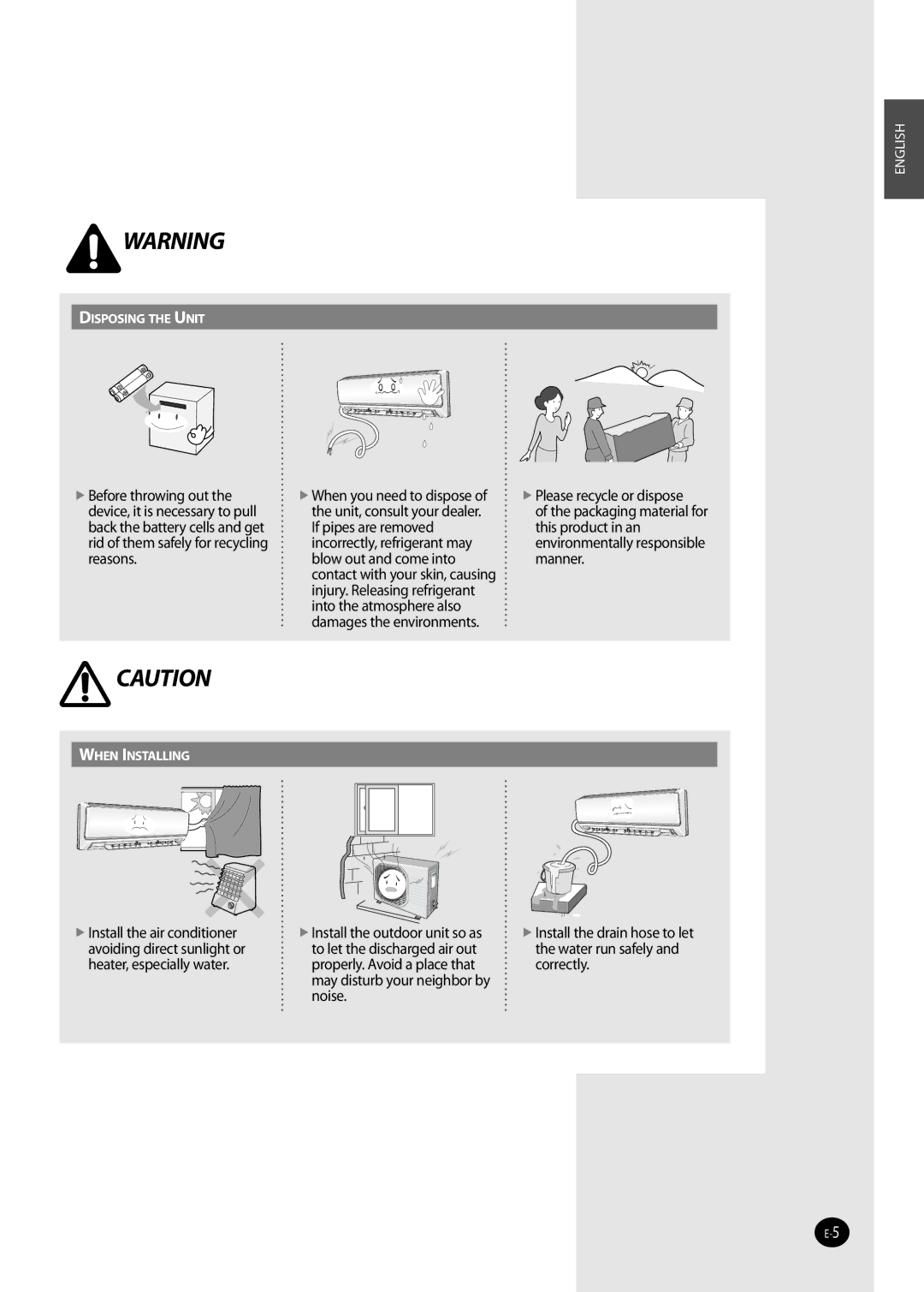 Samsung NS070NHXEA, NS035NHXEA, NS052NHXEA, NS026NHXEA manual Install the outdoor unit so as 