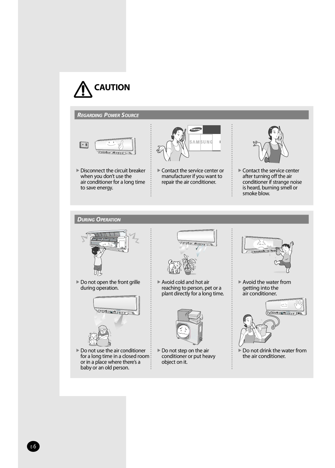 Samsung NS052NHXEA, NS035NHXEA, NS070NHXEA, NS026NHXEA manual Air conditioner for a long time to save energy 