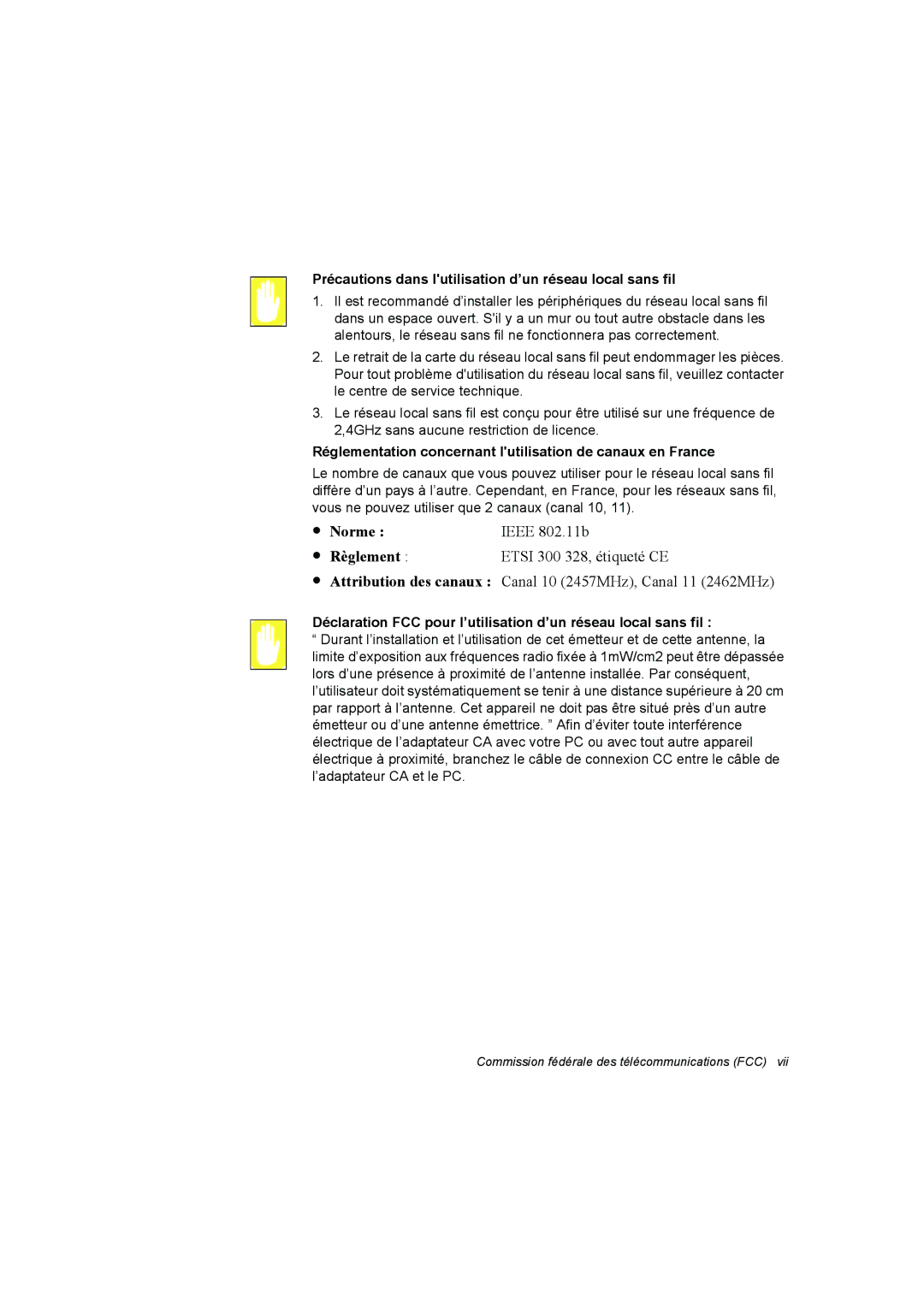 Samsung NT10FK02DV/SEF manual Norme, Règlement, Précautions dans lutilisation d’un réseau local sans fil 