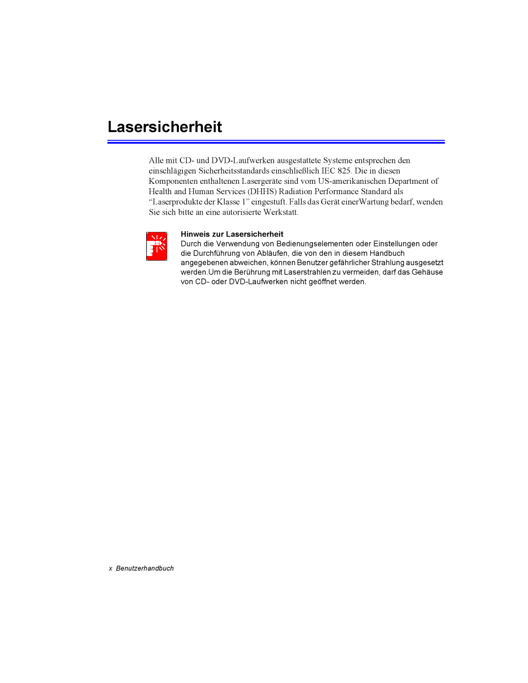 Samsung NT10FK042B/SEG, NT10FP014K/SEG, NT10FK03DR/SEG, NT10FP03DR/SEG, NT10FP01WX/SEG manual Hinweis zur Lasersicherheit 