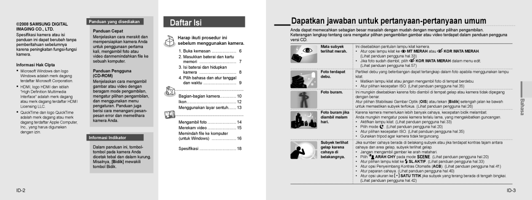 Samsung NV100HD Dapatkan jawaban untuk pertanyaan-pertanyaan umum, Harap ikuti prosedur ini sebelum menggunakan kamera 