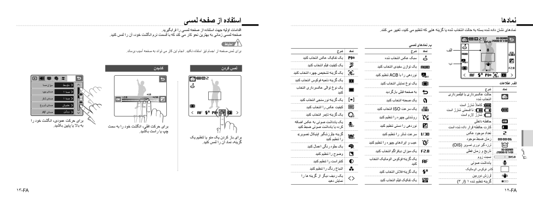 Samsung NV100HD quick start manual ﯽﺴﻤﻟ ﻪﺤﻔﺻ ﺯﺍ ﻩﺩﺎﻔﺘﺳﺍ, ﺎﻫﺩﺎﻤﻧ, ﻥﺪﻴﺸﮐ 