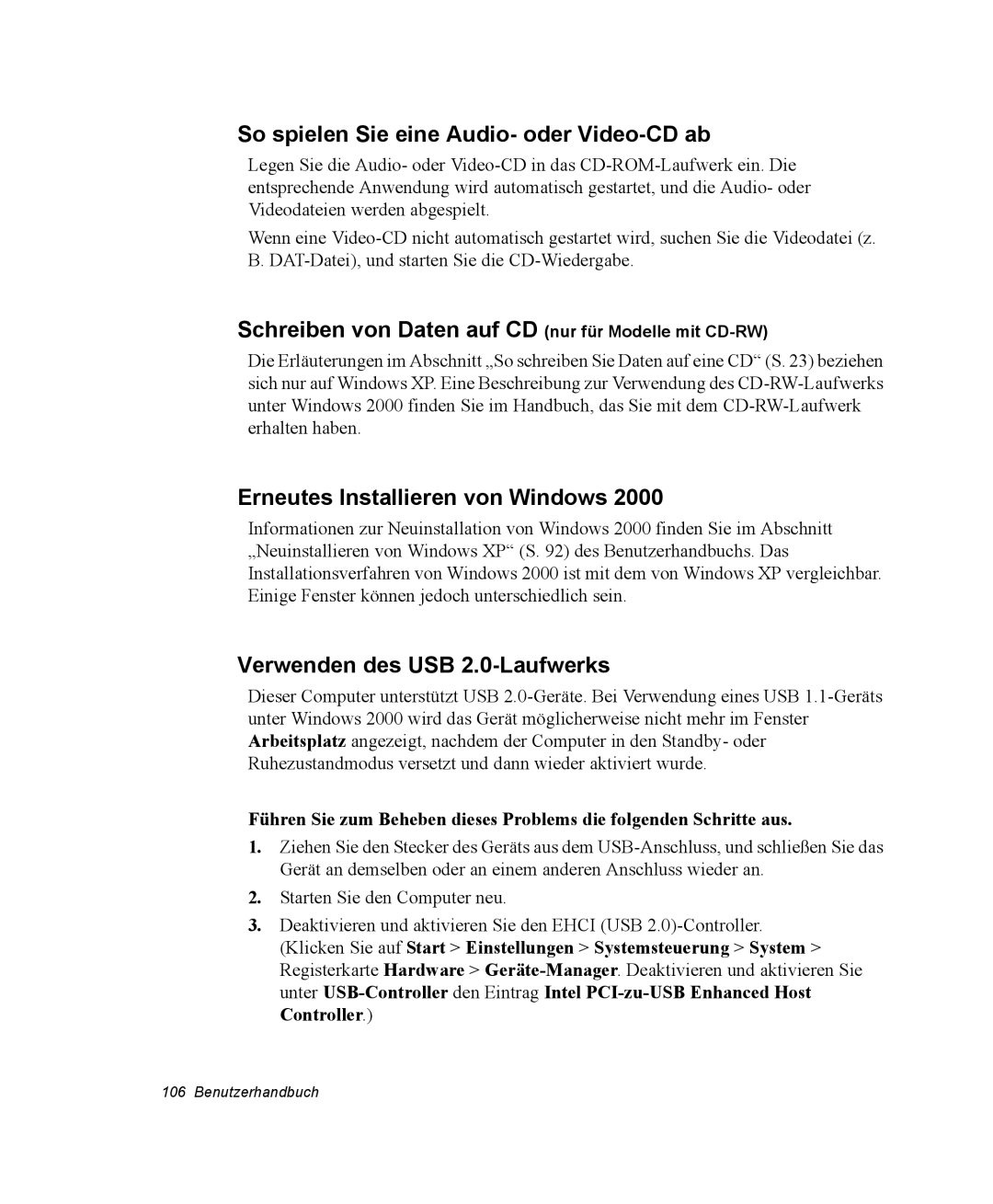 Samsung NV25CH24U1/SEG So spielen Sie eine Audio- oder Video-CD ab, Schreiben von Daten auf CD nur für Modelle mit CD-RW 