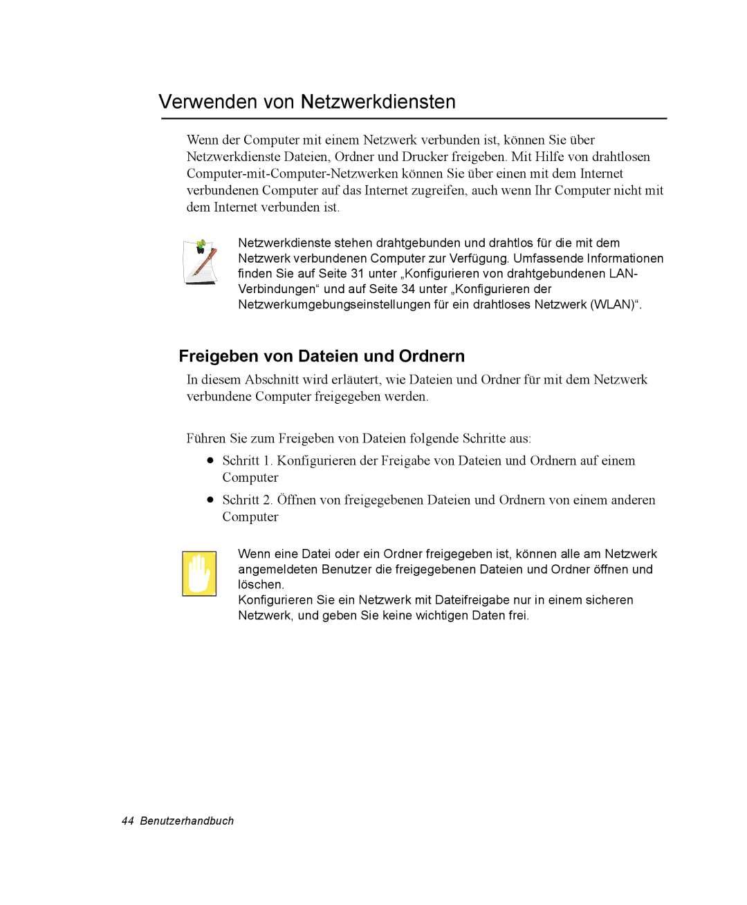 Samsung NV25CH0LTT/SEG, NV25CHZZMK/SEG, NV25NHZ001/SEG Verwenden von Netzwerkdiensten, Freigeben von Dateien und Ordnern 