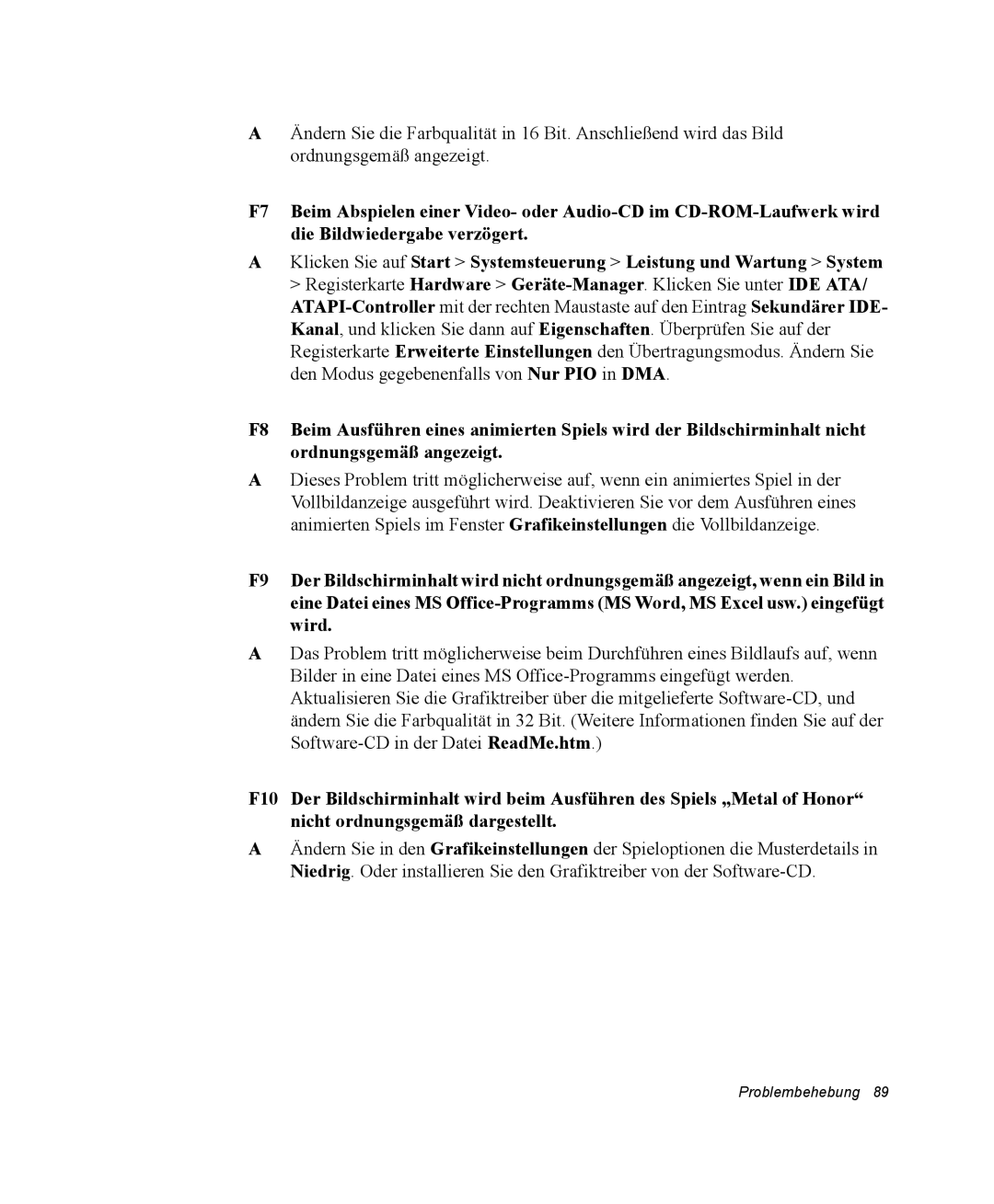 Samsung NV25NHZ001/SEG, NV25CHZZMK/SEG, NV25NH12EM/SEG, NV25CH1YL9/SEG, NV25CH0LTT/SEG, NV25NH0FKX/SUK manual Problembehebung 