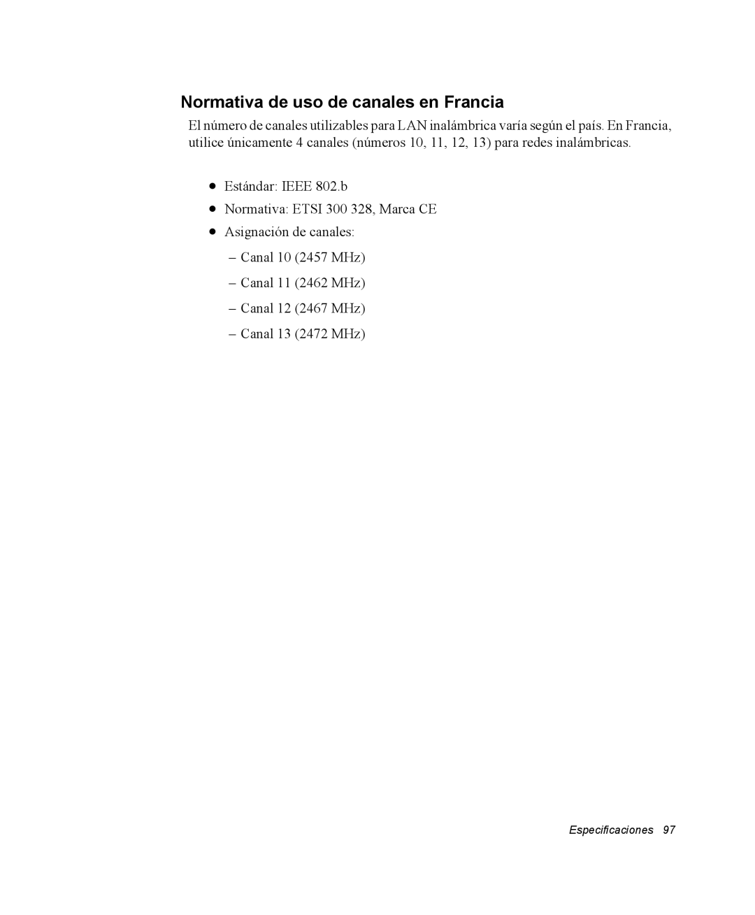 Samsung NV25NH0GTX/SES, NV25NH0VHX/SES, NV25CH0342/SES, NV25NH2CB7/SES, NV25NH0VLR/SES Normativa de uso de canales en Francia 