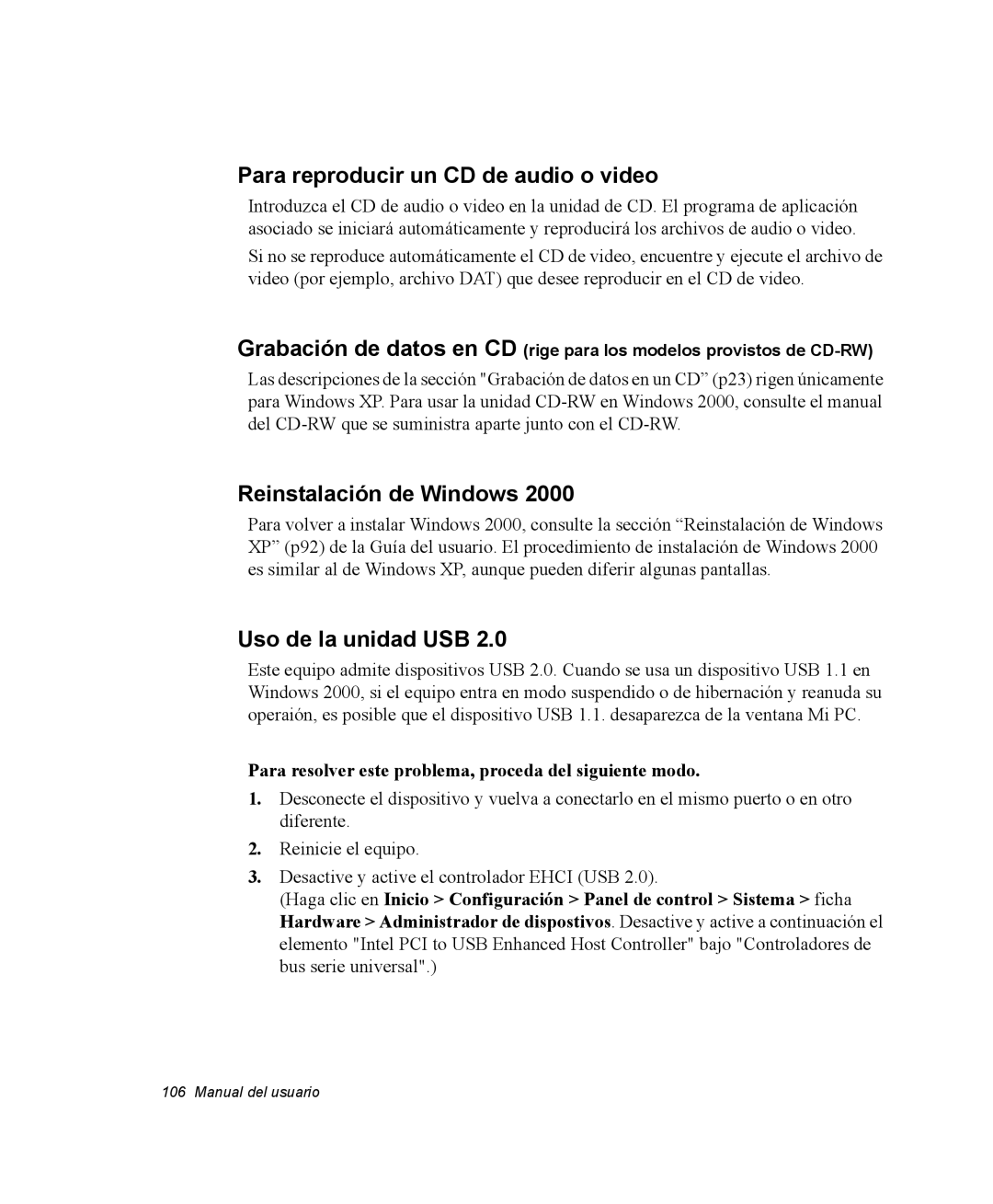 Samsung NV25NH0VHX/SES, NV25CH0342/SES, NV25NH2CB7/SES manual Para reproducir un CD de audio o video, Uso de la unidad USB 