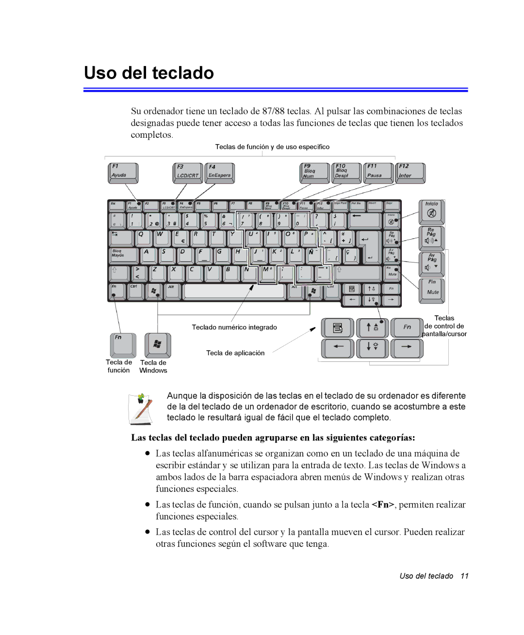 Samsung NV25CH0342/SES, NV25NH0VHX/SES, NV25NH2CB7/SES, NV25NH0GTX/SES, NV25NH0VLR/SES, NV25NH0S1B/SES manual Uso del teclado 