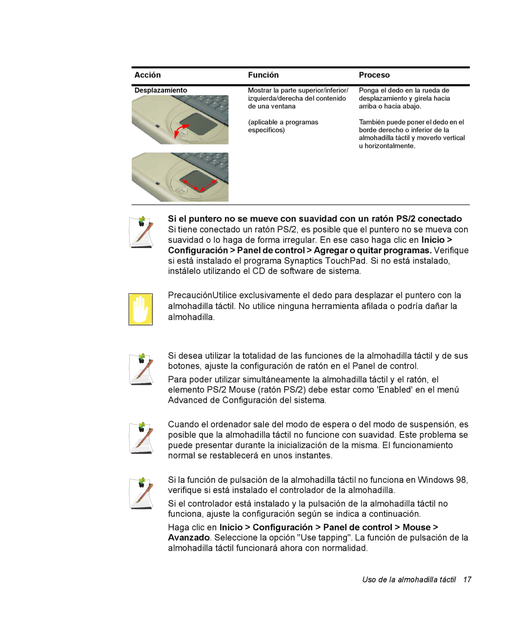 Samsung NV25CH0342/SES, NV25NH0VHX/SES, NV25NH2CB7/SES, NV25NH0GTX/SES, NV25NH0VLR/SES, NV25NH0S1B/SES manual Acción Función 