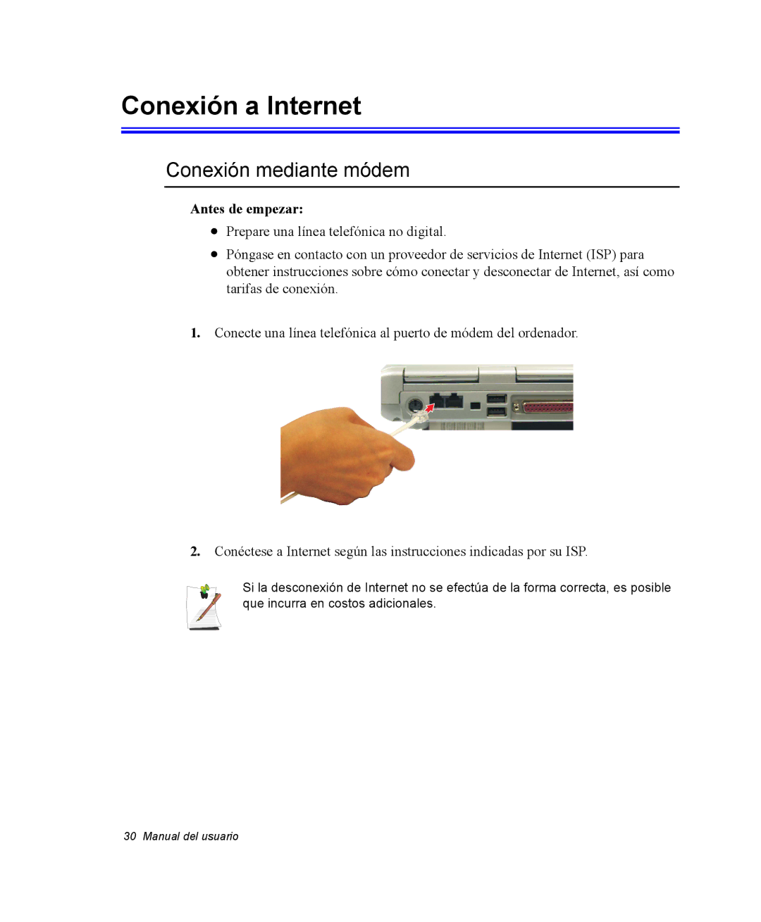 Samsung NV25NH2CB7/SES, NV25NH0VHX/SES, NV25CH0342/SES manual Conexión a Internet, Conexión mediante módem, Antes de empezar 