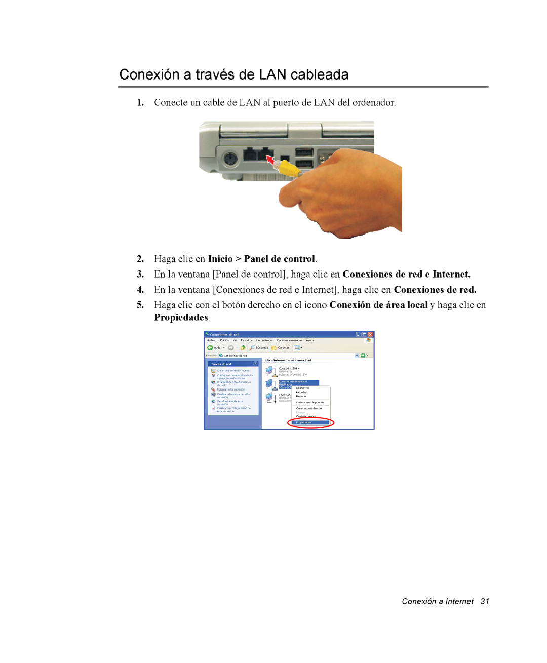 Samsung NV25NH0GTX/SES, NV25NH0VHX/SES manual Conexión a través de LAN cableada, Haga clic en Inicio Panel de control 