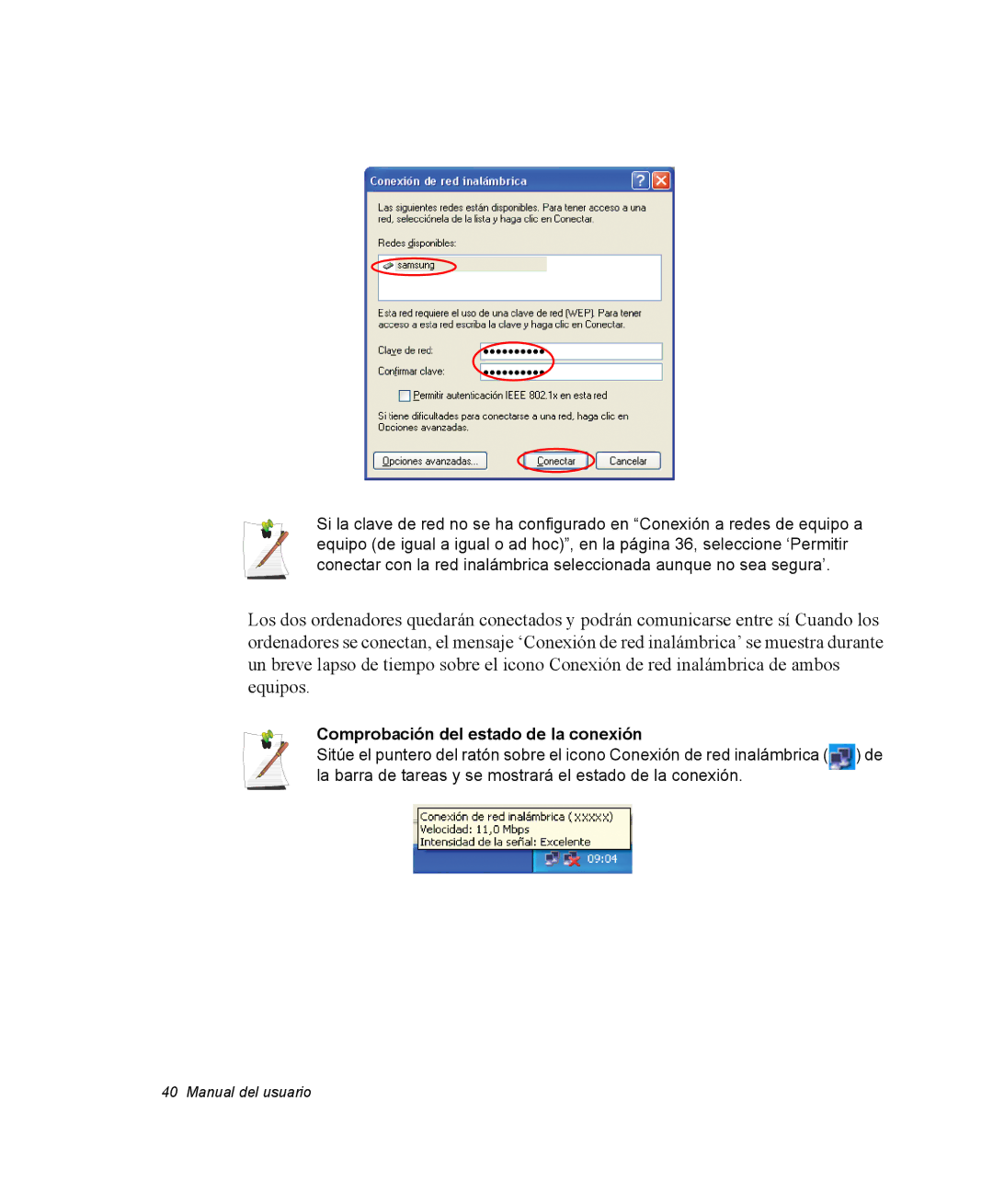 Samsung NV25NH0VHX/SES, NV25CH0342/SES, NV25NH2CB7/SES, NV25NH0GTX/SES, NV25NH0VLR/SES Comprobación del estado de la conexión 