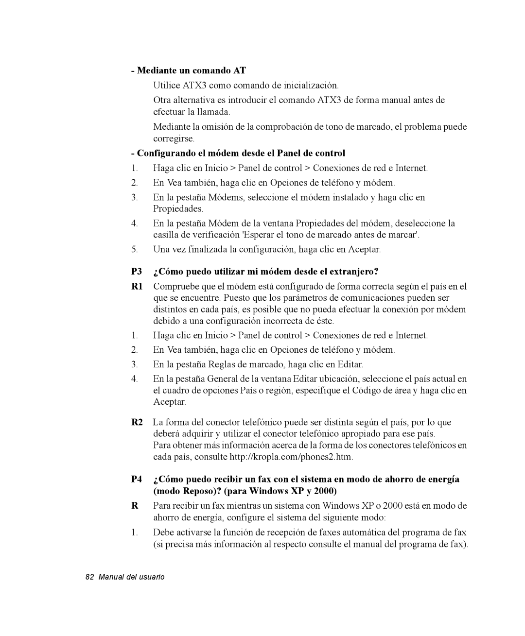 Samsung NV25NH0VHX/SES, NV25CH0342/SES manual Mediante un comando AT, Configurando el módem desde el Panel de control 