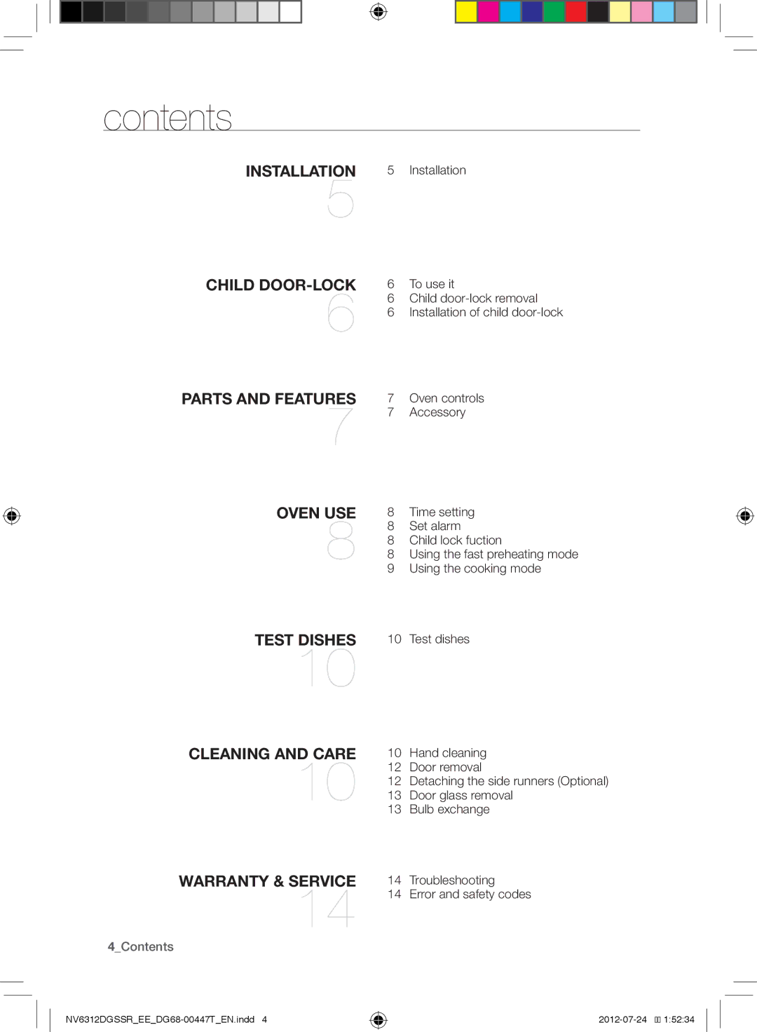 Samsung NV6312EGSWQ/EE, NV6312DGSSR/EE, NV6312EGSBB/EE manual Contents 