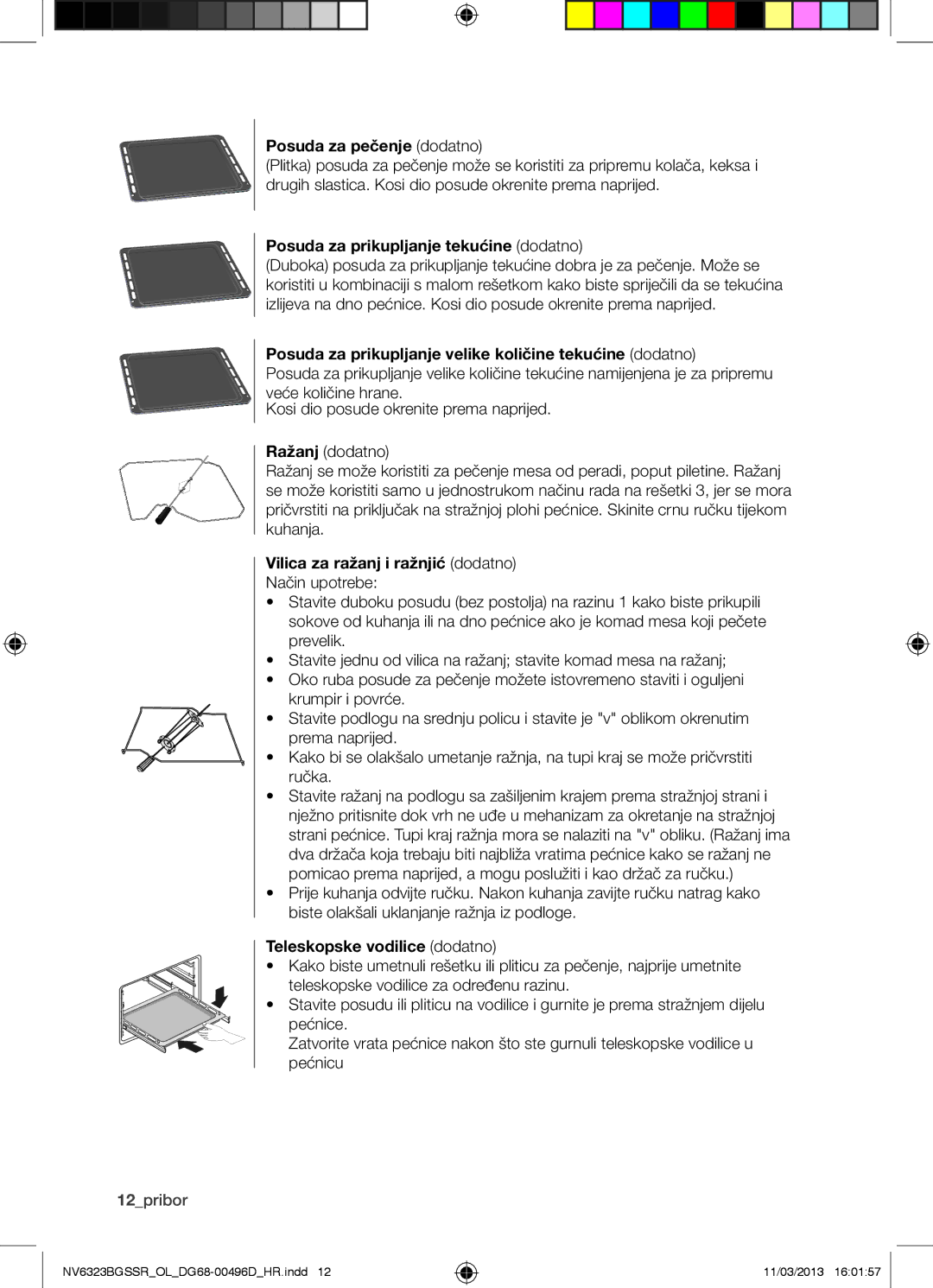 Samsung NV6323BGSSR/OL Posuda za pečenje dodatno, Posuda za prikupljanje tekućine dodatno, Teleskopske vodilice dodatno 