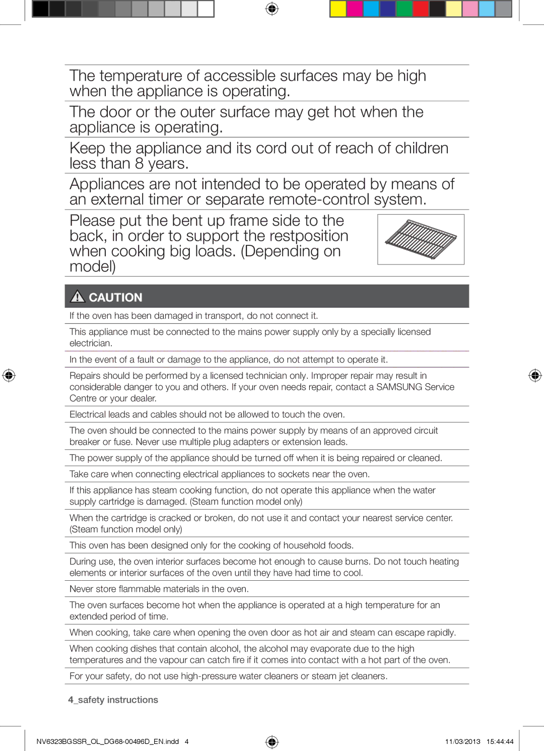 Samsung NV6323BGSSR/OL manual 4safety instructions 