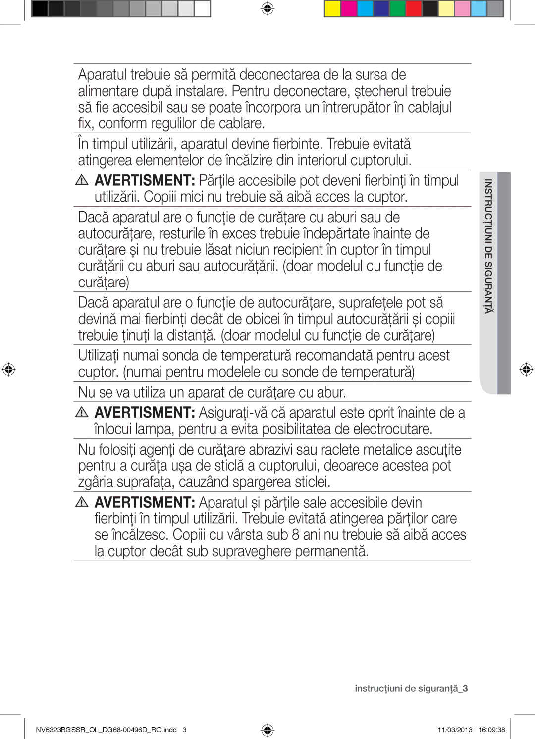 Samsung NV6323BGSSR/OL manual Ţăn sigura nde trucţiuns, Instrucţiuni de siguranţă3 