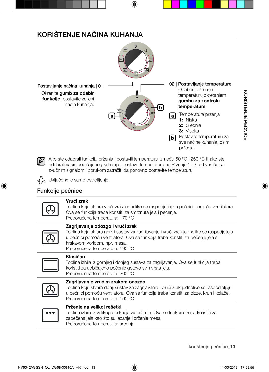 Samsung NV6342AGSSR/OL manual Korištenje Načina Kuhanja 