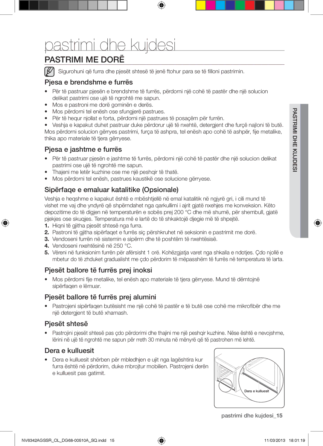 Samsung NV6342AGSSR/OL manual Pastrimi dhe kujdesi, Pastrimi ME Dorë 