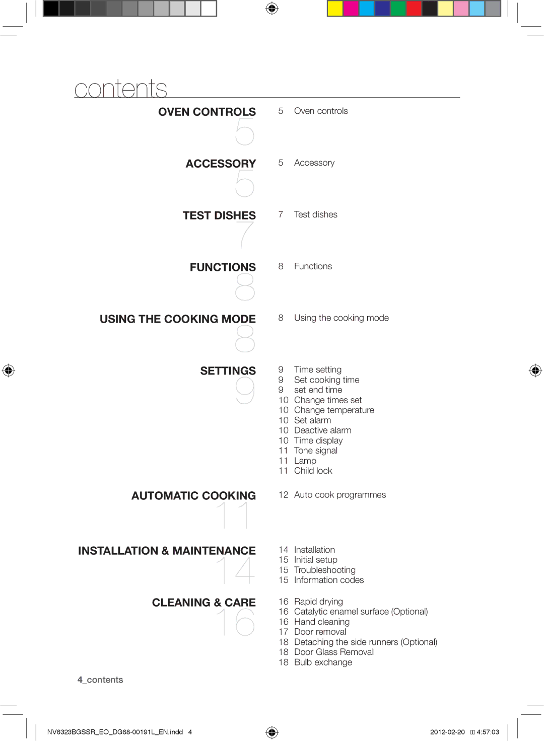 Samsung NV6353BGSSR/EO, NV6323BGSSR/EO manual Contents 