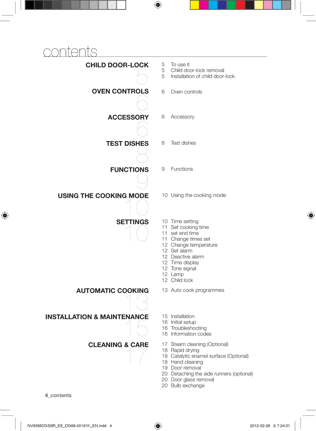 Samsung NV6355EGS1W/EE, NV6355DGSSR/EE, NV6355EGSBD/EE manual Contents 