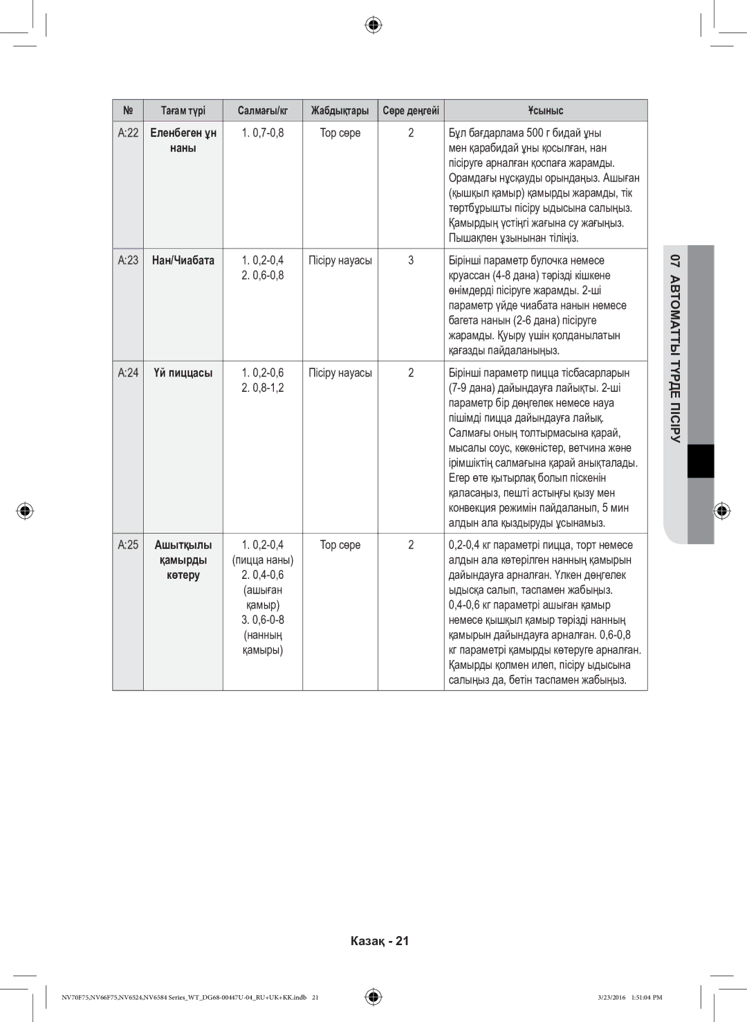 Samsung NV6584BNESR/WT manual Өнімдерді пісіруге жарамды -ші, Багета нанын 2-6 дана пісіруге, Қағазды пайдаланыңыз 