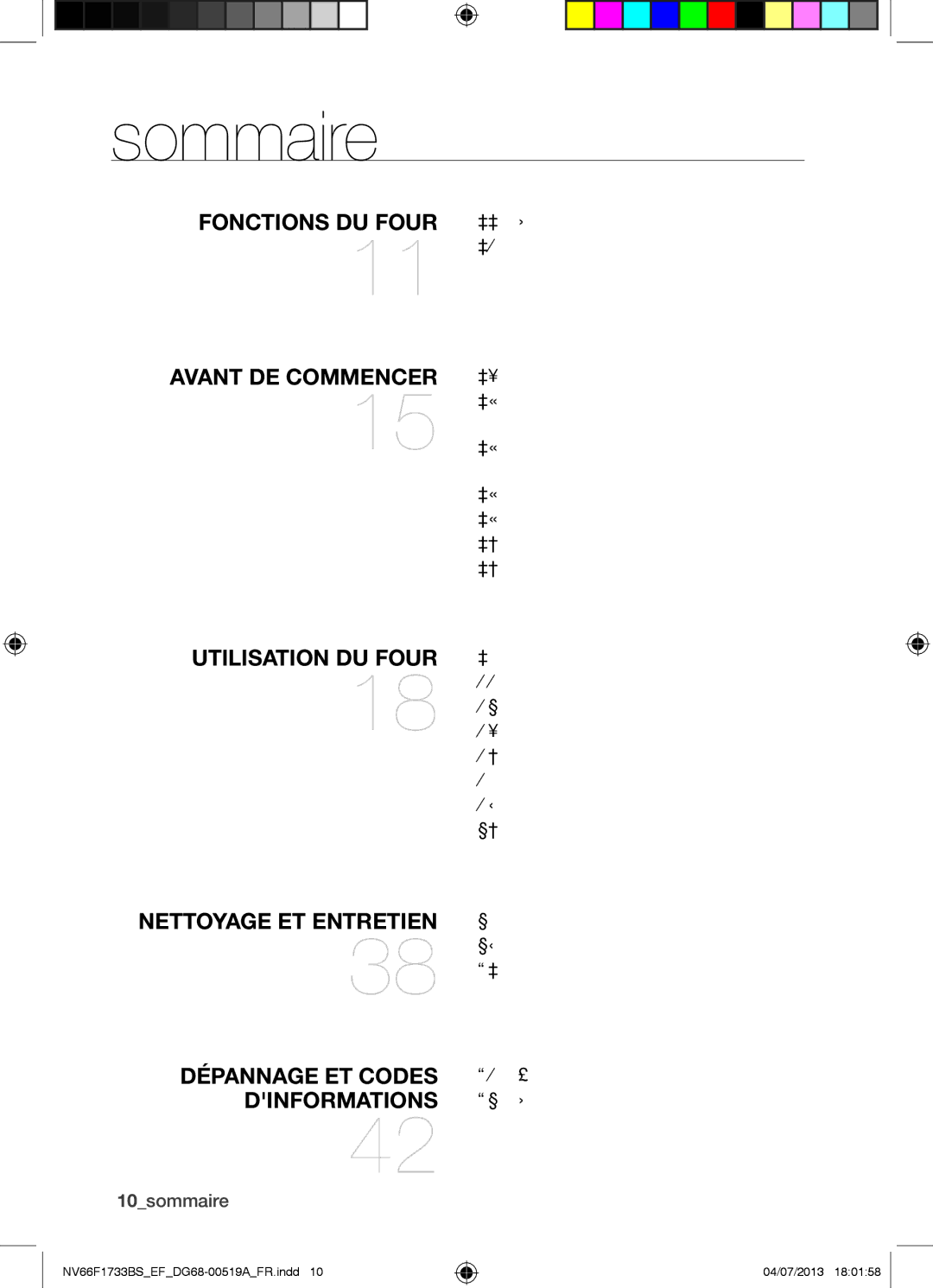 Samsung NV66F1733BS/EF manual Sommaire, 10sommaire 