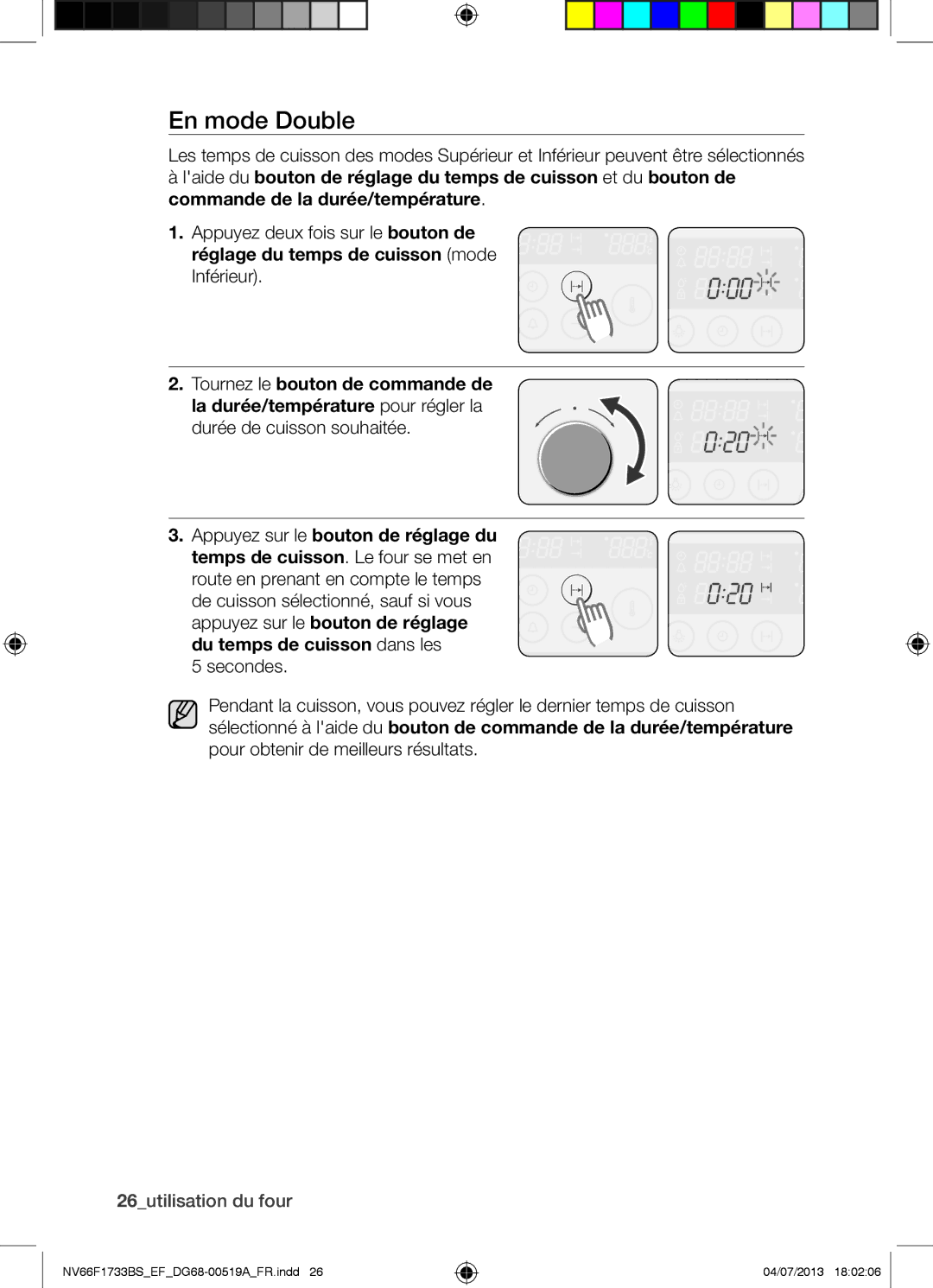 Samsung NV66F1733BS/EF manual 26utilisation du four 