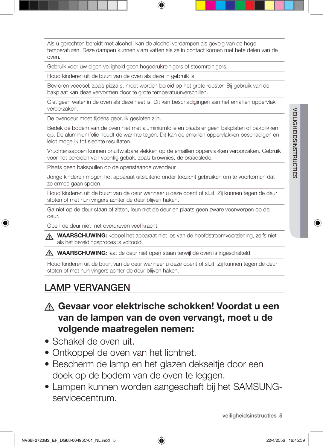 Samsung NV66F2723BS/EF manual Veiligheidsinstructies5 