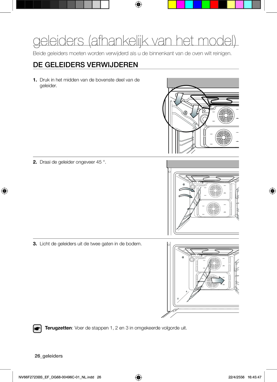 Samsung NV66F2723BS/EF manual Geleiders afhankelijk van het model, DE Geleiders Verwijderen, 26geleiders 