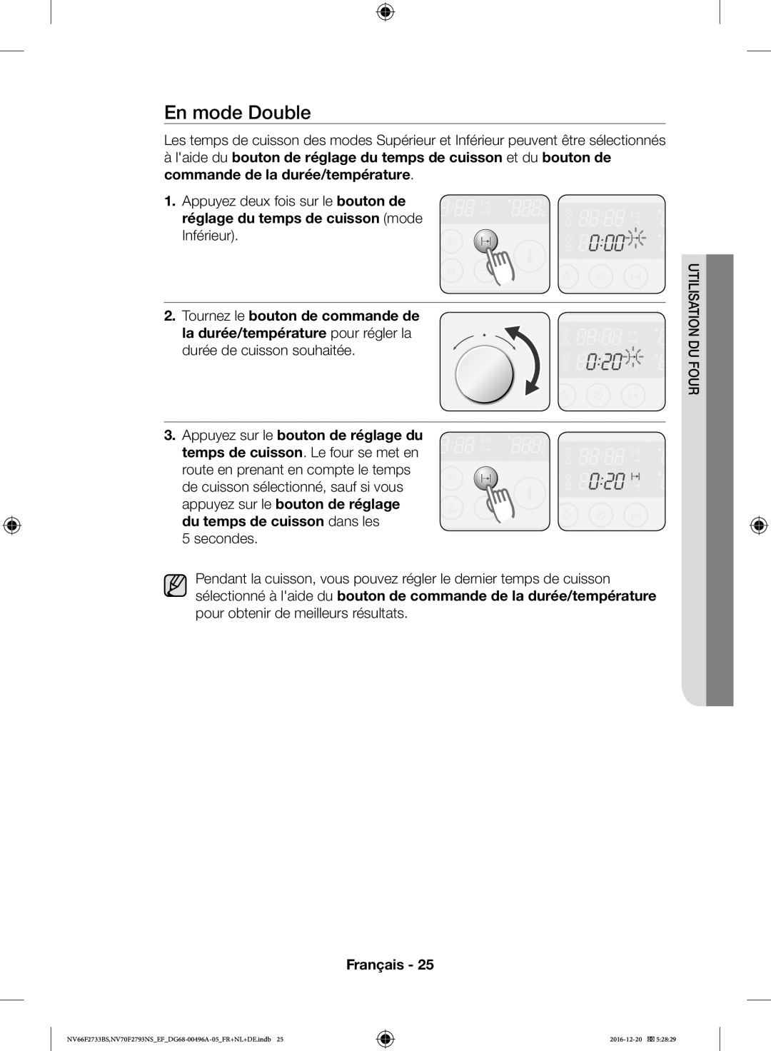 Samsung NV70F2793NS/EF, NV66F2733BS/EF manual En mode Double 